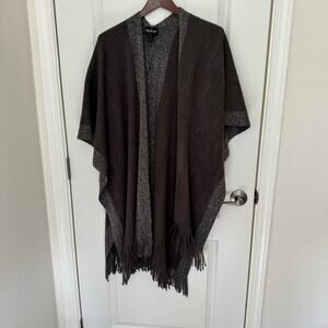 Step In Style Shawl Wrap Silver Threading Fringe Gray-Taupe Women’s LG/XL Lagen